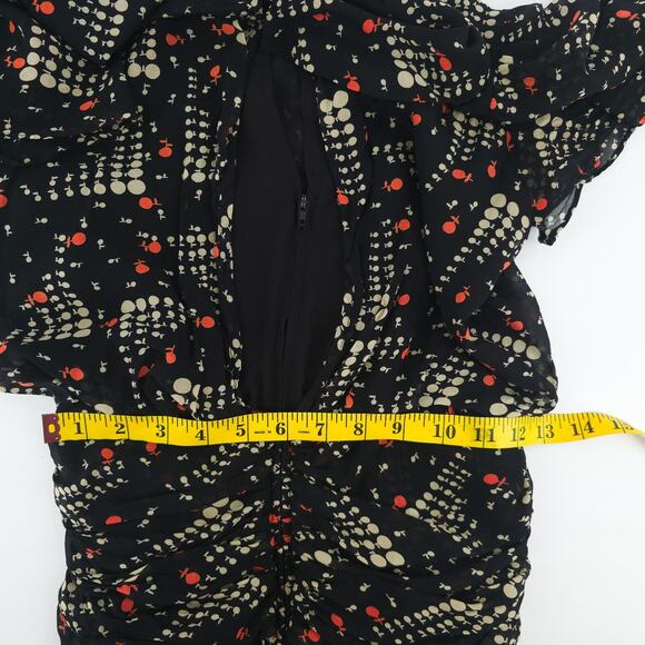 VTG Luxe XS 100% Silk Y2K Whimsigoth Twee Art Blouse Rouche Waist Flutter Sleeve - Picture 16 of 16